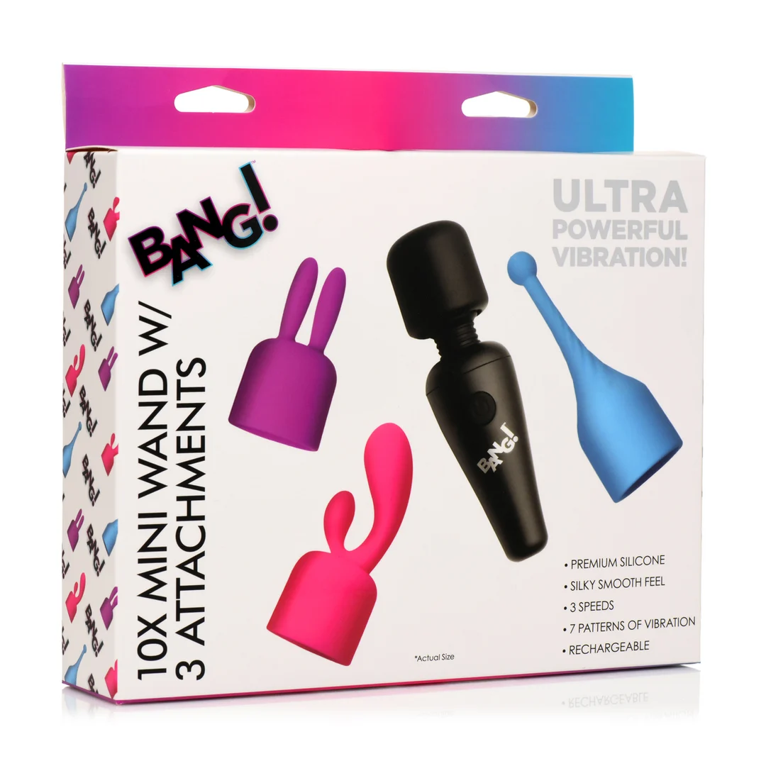 XR Brands Mini Massage Vibrator mit 3 Aufsätzen – Bild 1