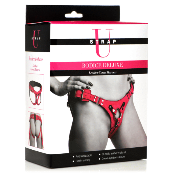 Bodice Deluxe Korsett Harness aus Leder in Rosa