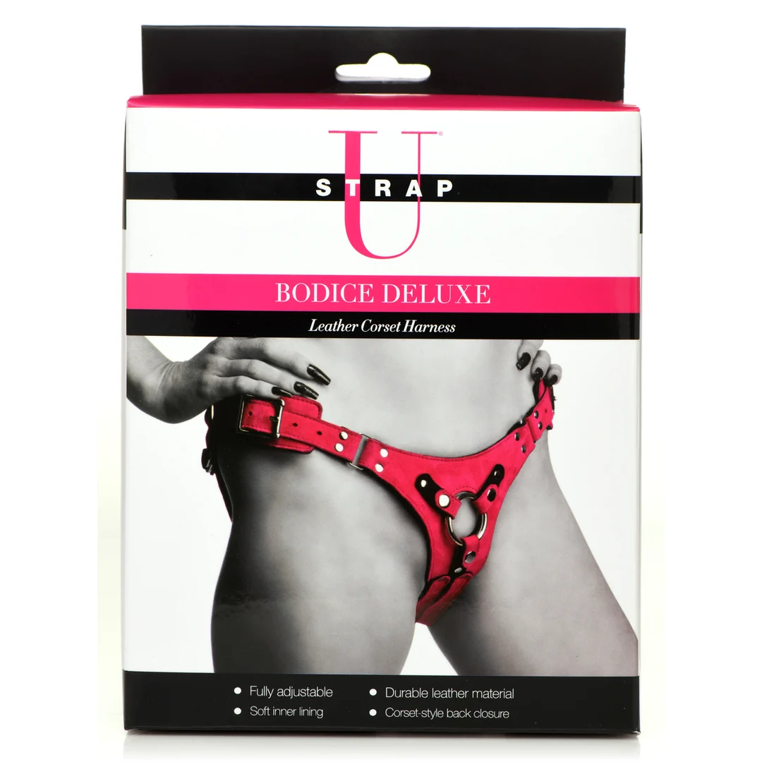 Bodice Deluxe Korsett Harness aus Leder in Rosa – Bild 2