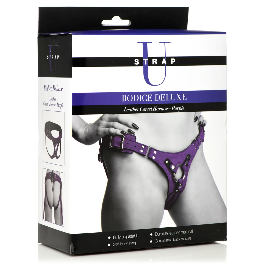 Bodice Deluxe Korsett Harness aus Leder in Rosa – Bild 7