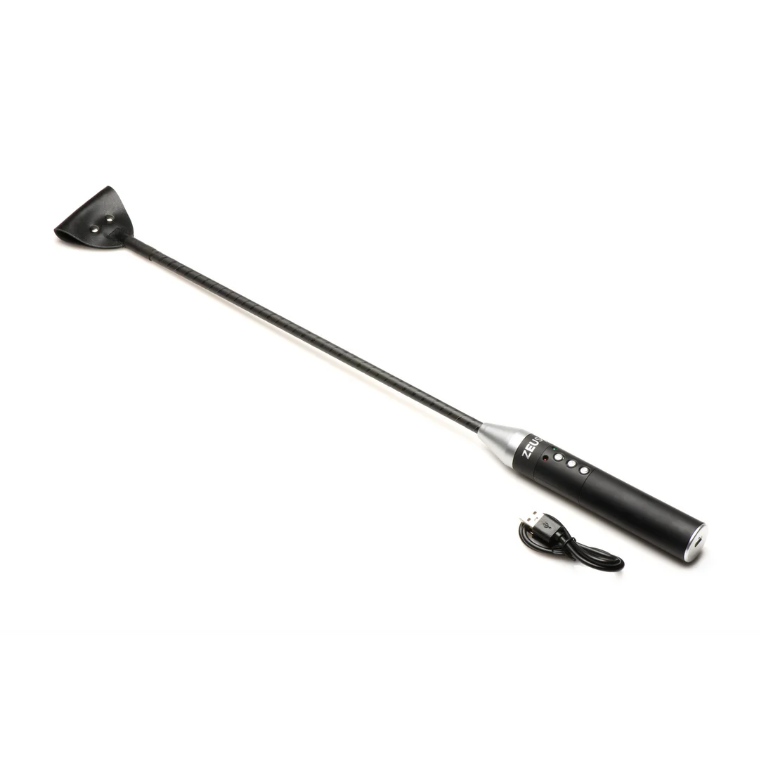 BDSM Crop mit sicherem Griff – E Stim Crop - Schwarz – Bild 5