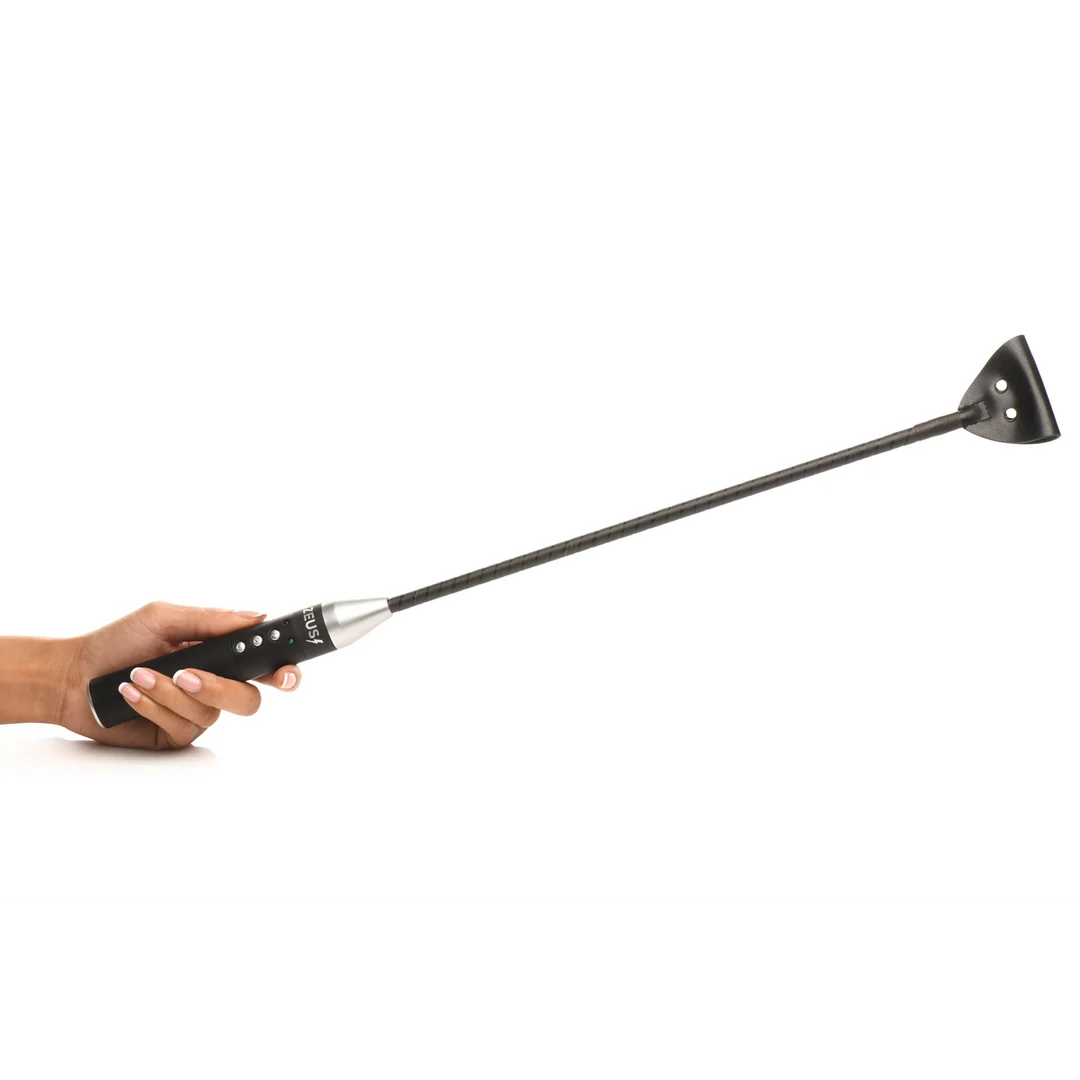 BDSM Crop mit sicherem Griff – E Stim Crop - Schwarz – Bild 6