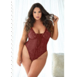 Allure Spitzen Teddy mit Leopardenmuster in Rubinrot – Bild 2
