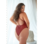 Allure Spitzen Teddy mit Leopardenmuster in Rubinrot