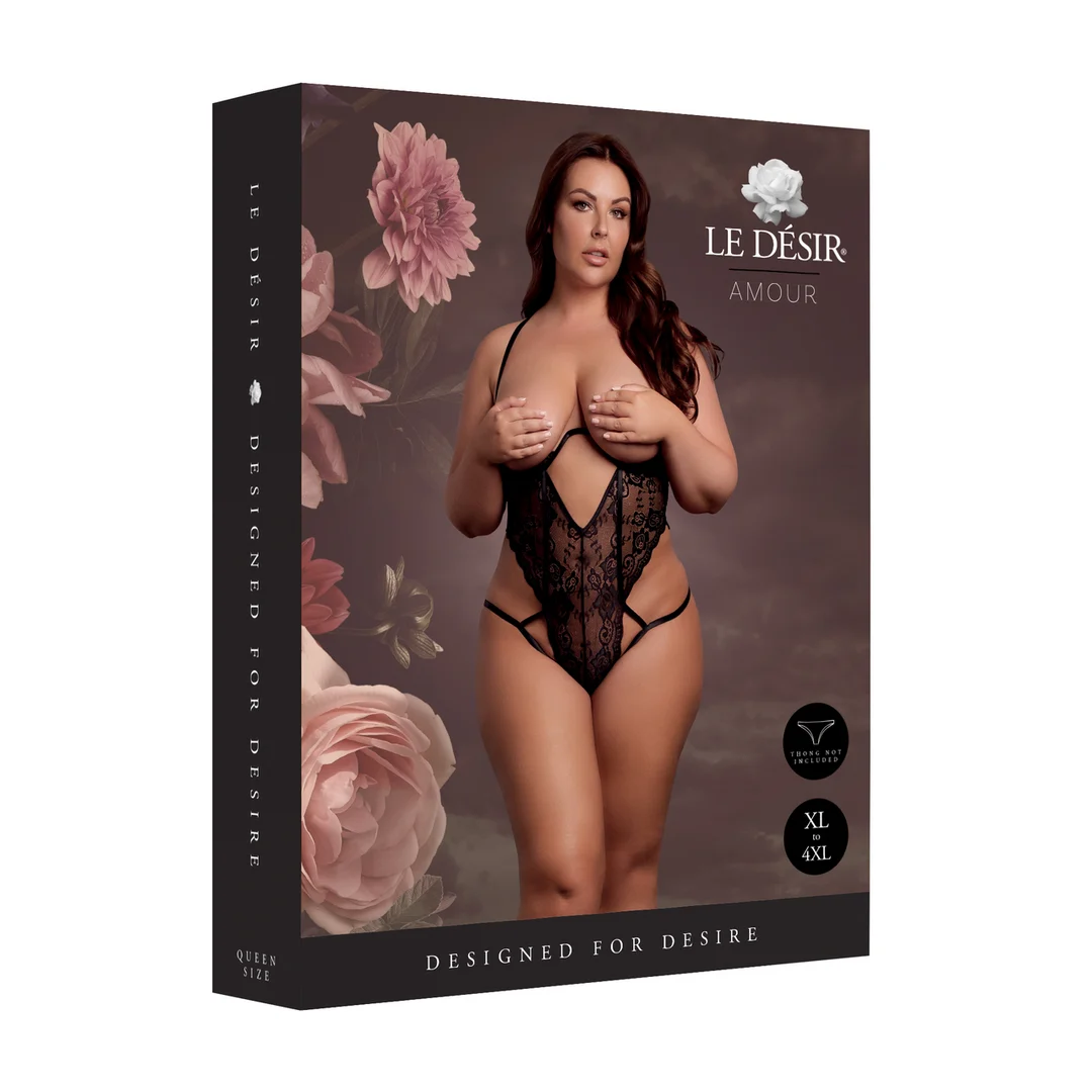 AMR008BLKOSX-2 Spitzenbody mit offenen Cups für einen verführerischen, kurvigen Look – Le Desir – Bild 1