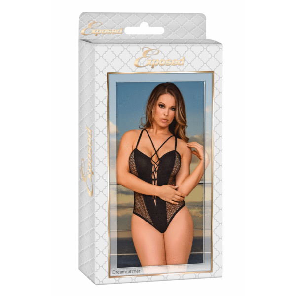 Spitzenbody mit Schnürung und dekorativen Perlen für einen aufregenden Look – Magic Silk