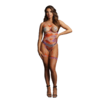 Bodystocking mit offenem Schritt, Riemchendetails und Tie Dye Look für Partys – Le Desir – Bild 4