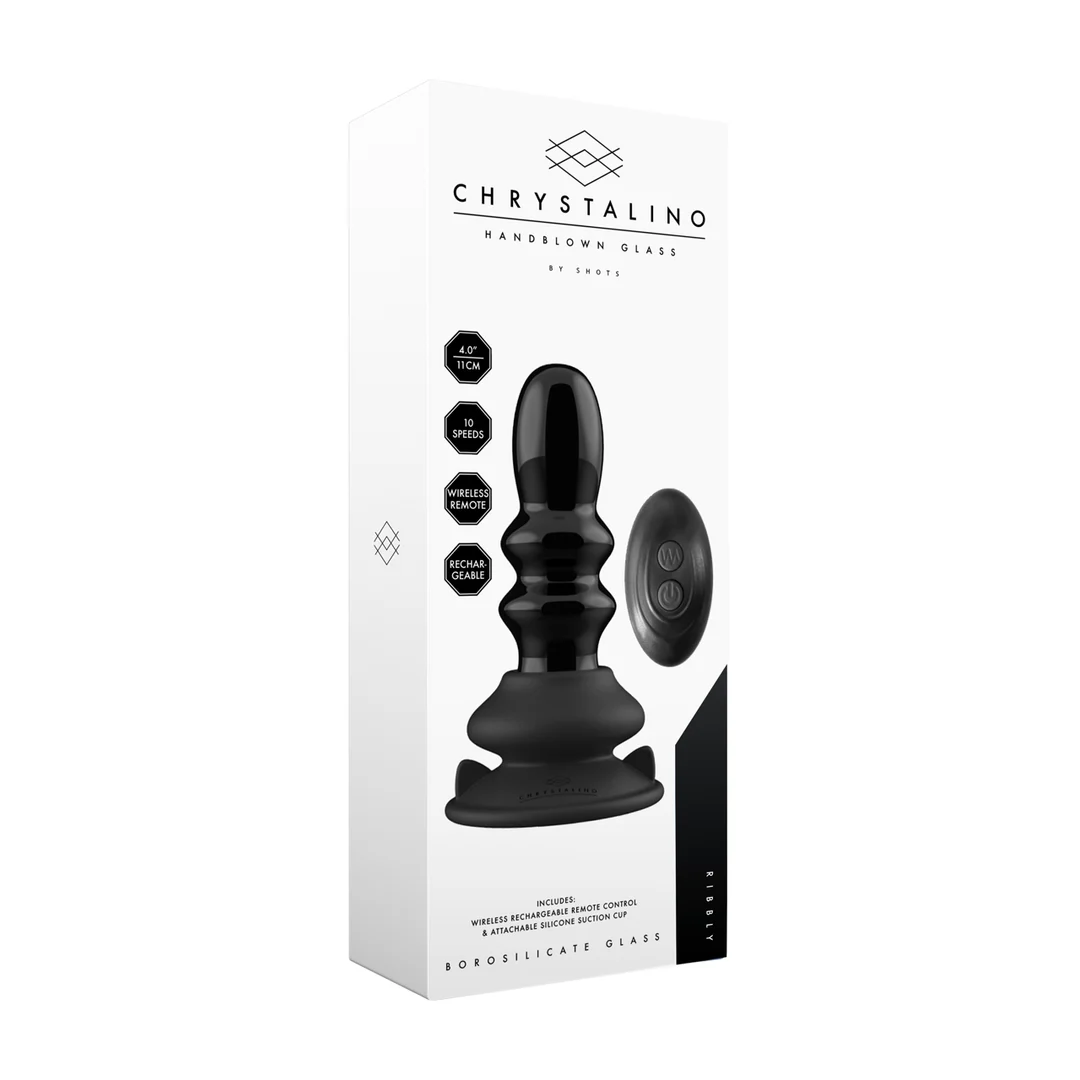 CHR037BLK-2 Ribbly Glasvibrator mit Saugnapf – Bild 1