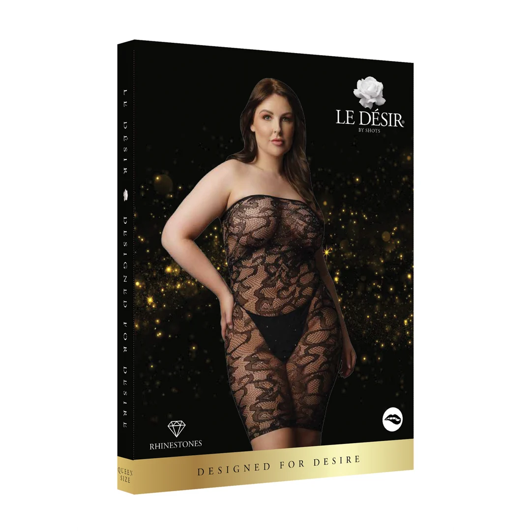 DCH003BLKOSX-2 Glitzerndes Party Outfit aus Spitze mit festlichem Glanz für kurvige Lingerie – LIN – Bild 1