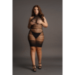 Sexy Netz Minikleid mit hohem Spitzenkragen für kurvige Lingerie Looks | LIN – Bild 4