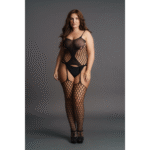 Netz Body mit Strumpfhalter Stil und breiter Netzoptik für kurvige Silhouetten – LIN – Bild 4