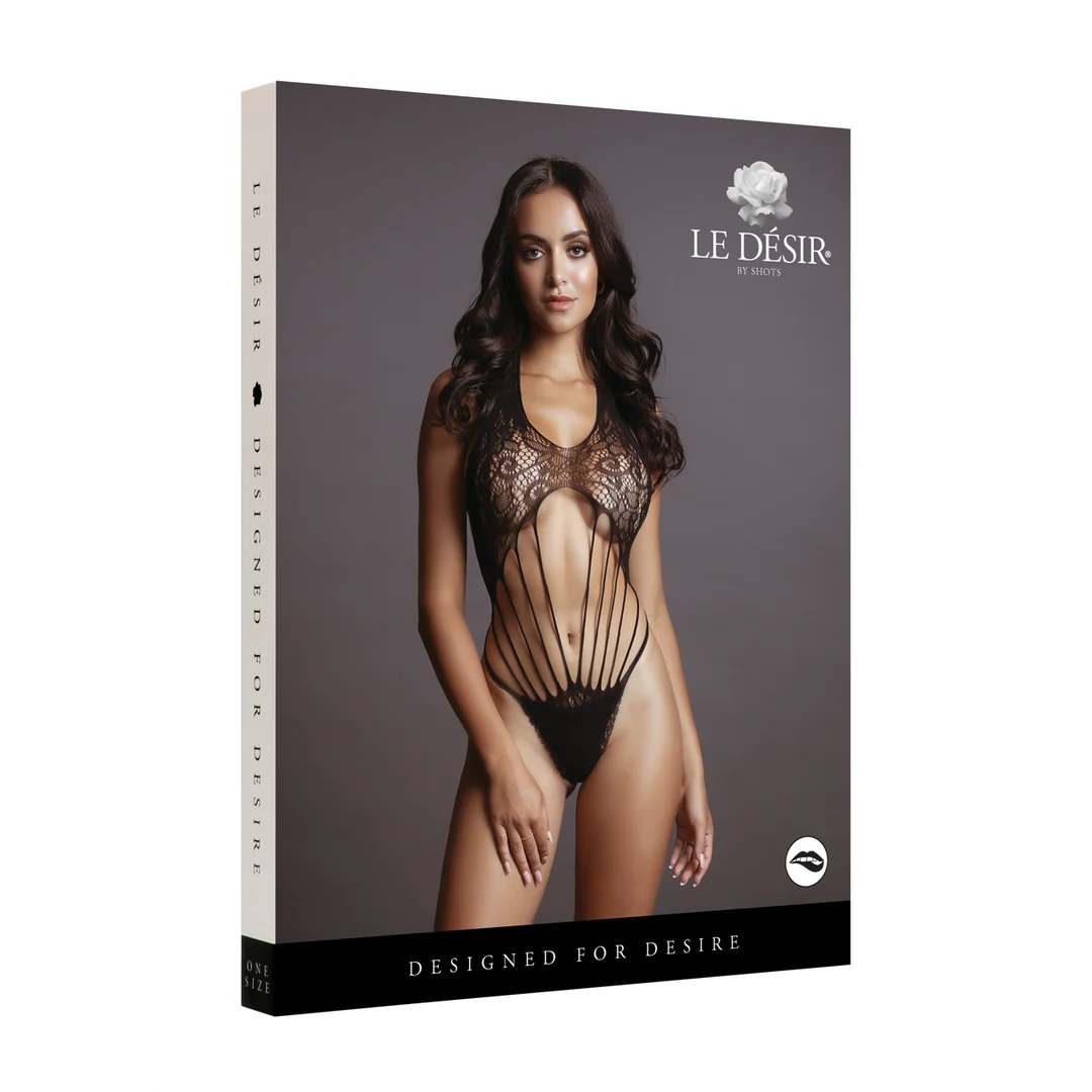 Body aus Spitze für kurvige Formen mit Neckholder und Riemchendetails – LIN – Bild 7
