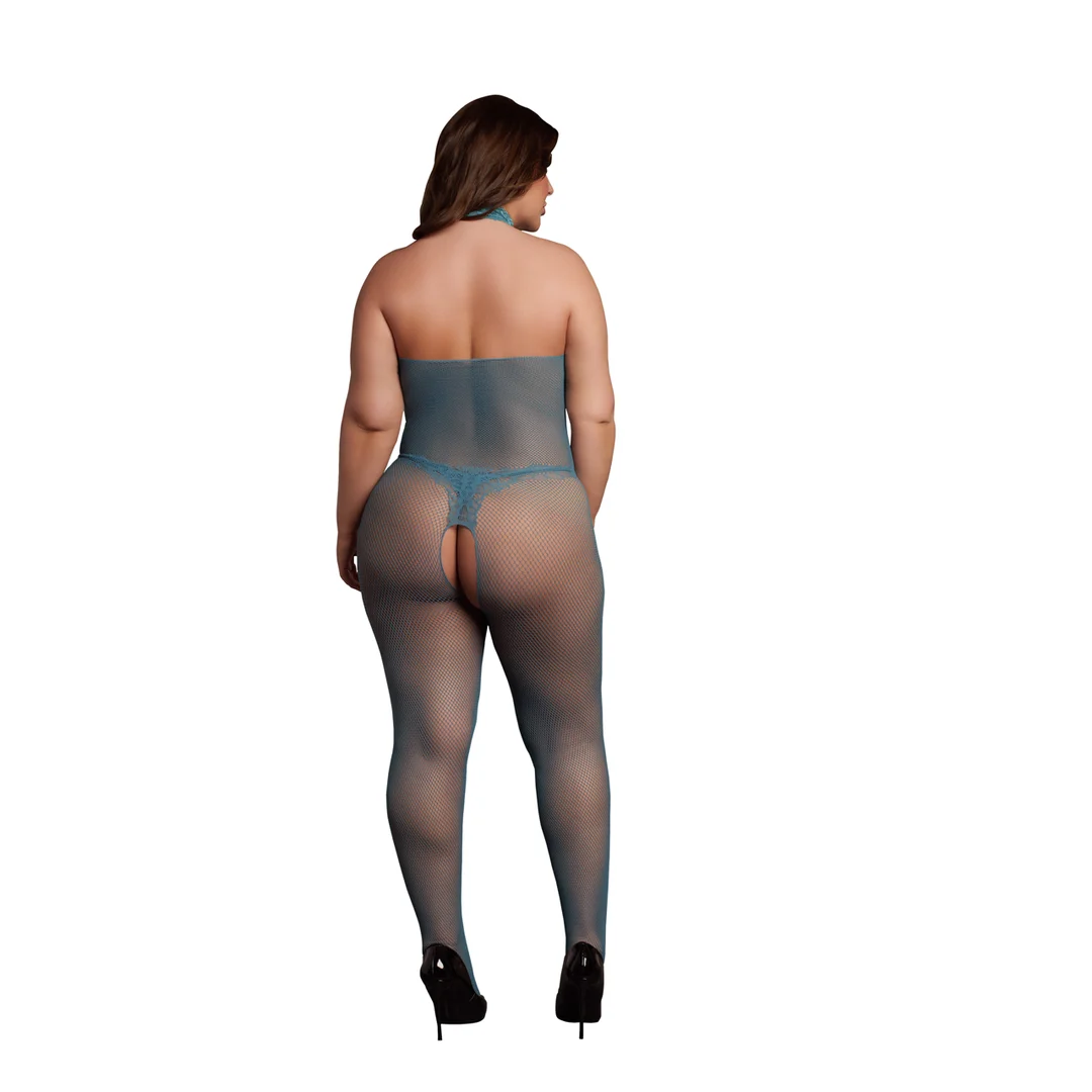 Bodystocking aus Netzspitze mit offenem Schritt für einen verführerischen Look bei kurvigen Figuren – LIN – Bild 3