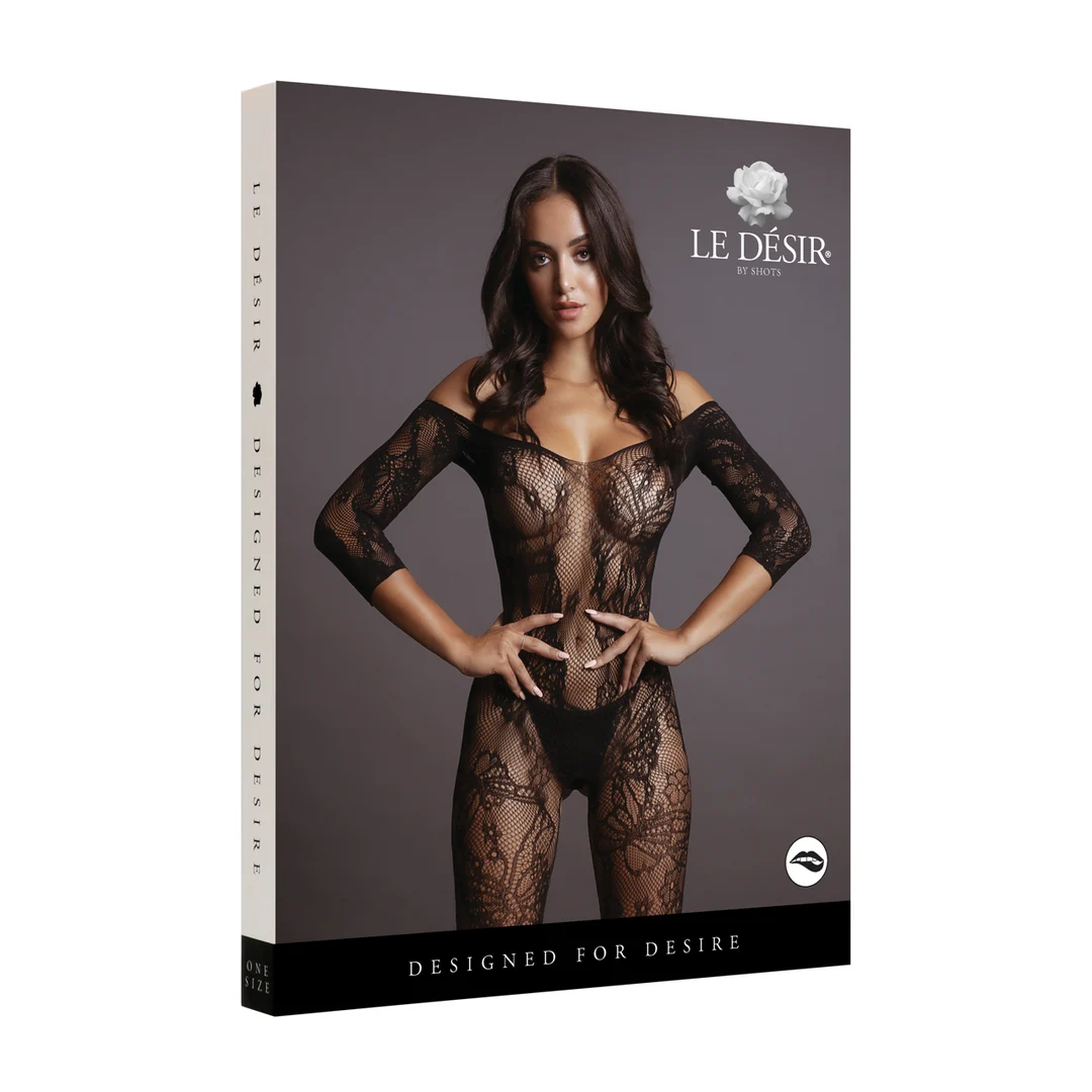Bodystocking aus Spitze mit langen Ärmeln und offenem Schritt für kurvige Silhouetten | LIN – Bild 19