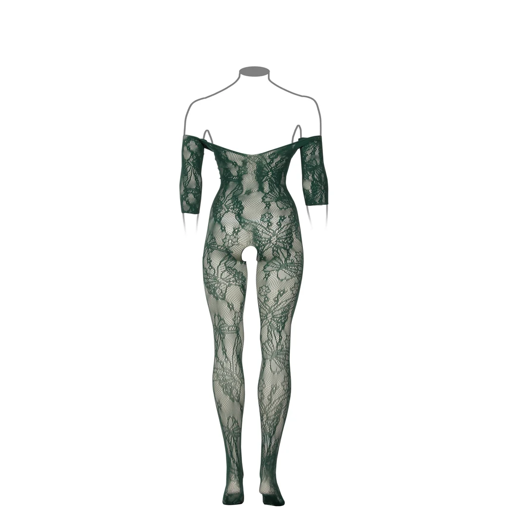 Bodystocking aus Spitze mit langen Ärmeln und offenem Schritt für kurvige Silhouetten | LIN – Bild 5