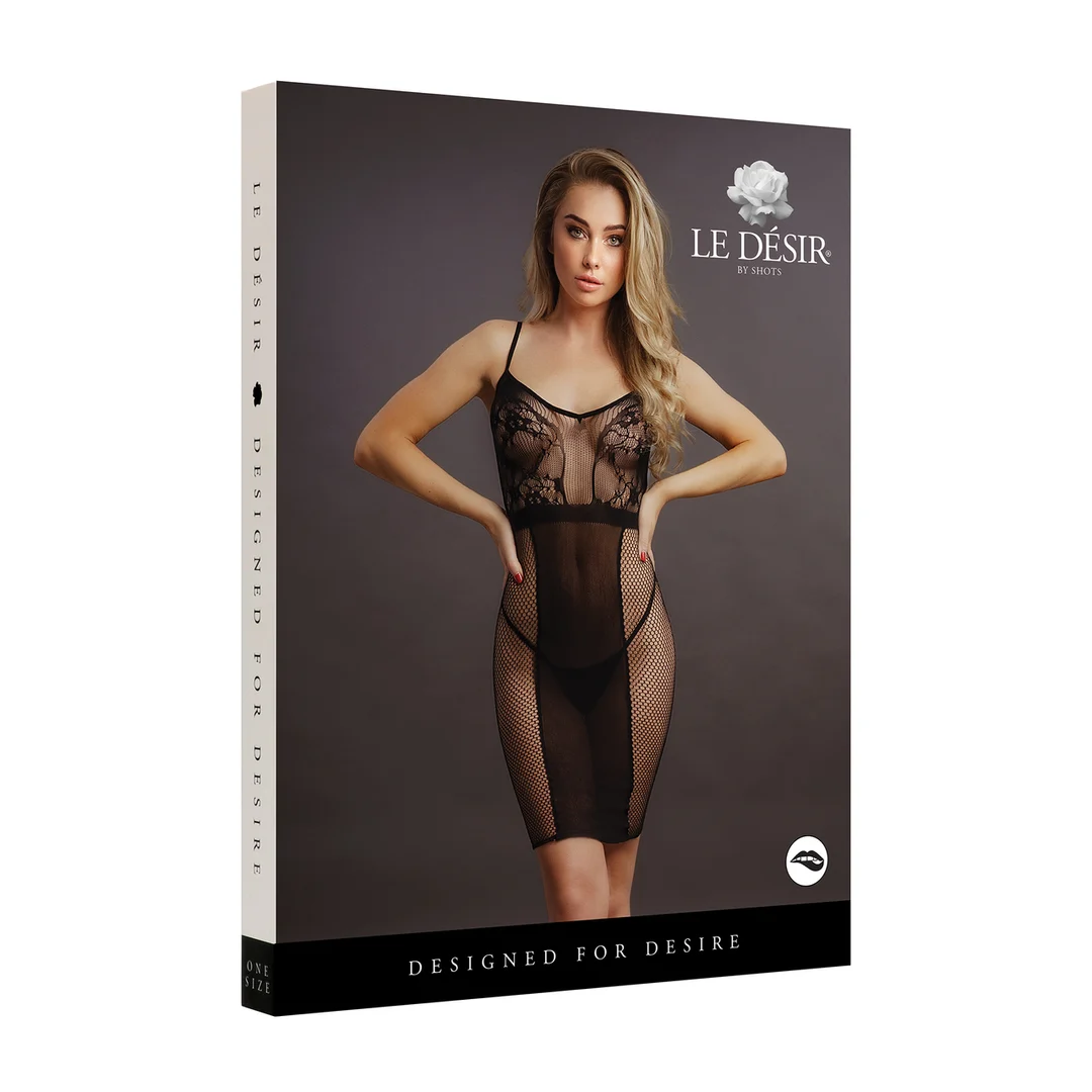 Sexy Spitzen und Netzkleid in Übergröße mit tiefem V Ausschnitt für kurvige Figuren - LIN – Bild 7
