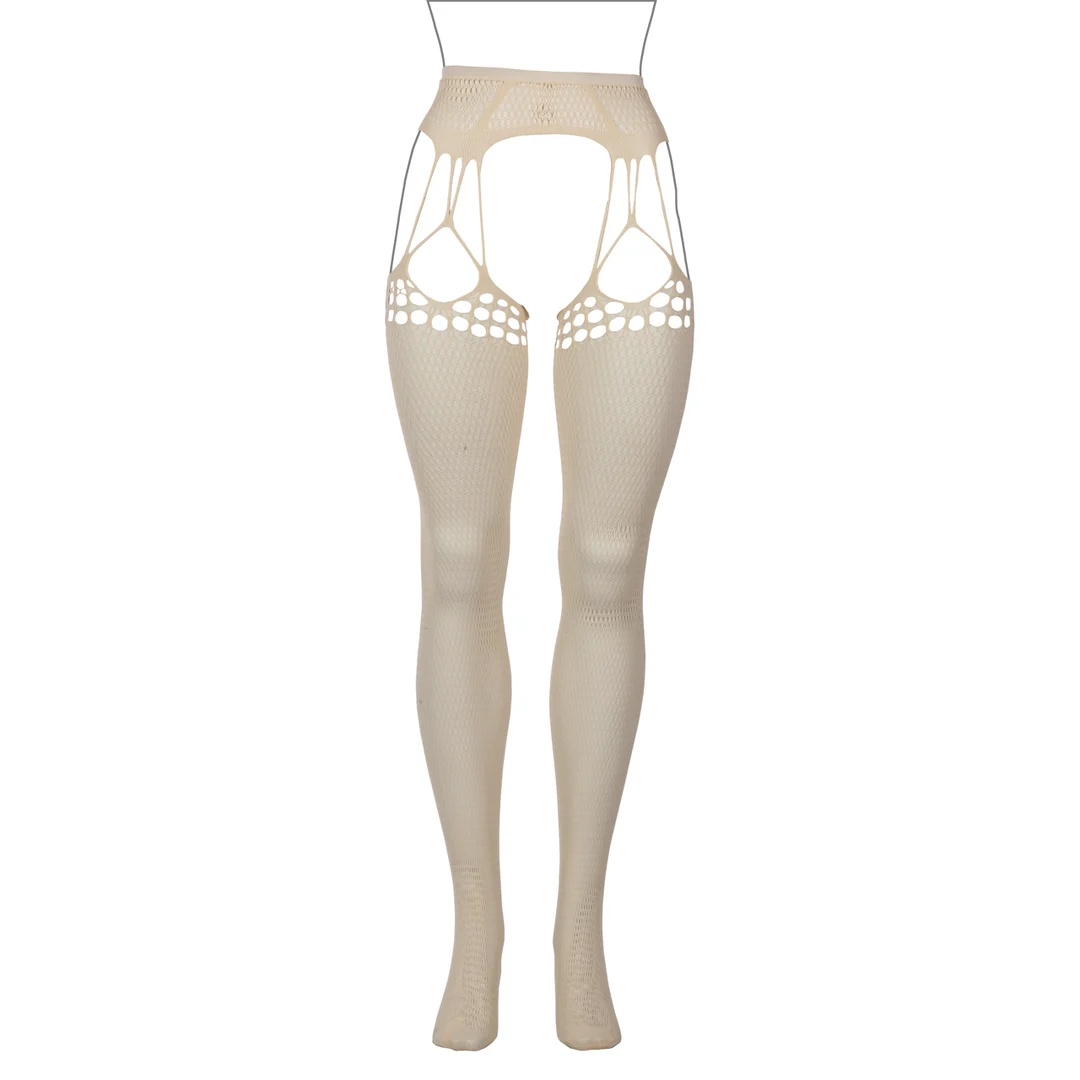 Strumpfhose mit offenem Schritt aus zerrissenem Netz mit Strapsoptik für aufregende Looks – LIN – Bild 6