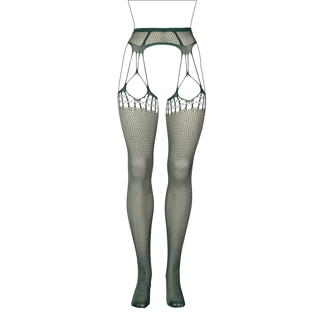 Strumpfhose mit offenem Schritt aus zerrissenem Netz mit Strapsoptik für aufregende Looks – LIN – Bild 12