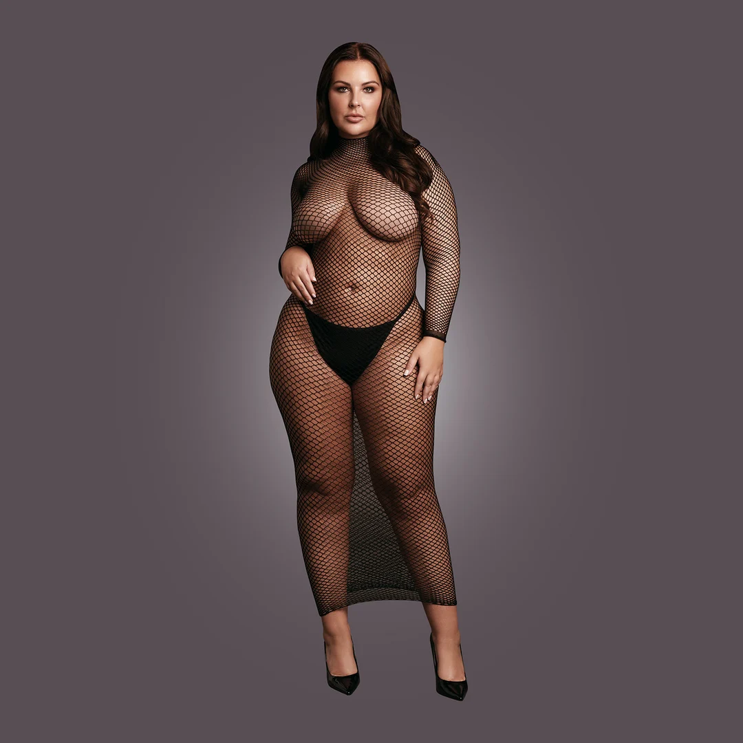 Netzkleid mit elegantem Stehkragen für einen verführerischen Look mit Kurven – OSX – Bild 4