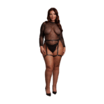 Body für kurvige Figuren mit Glitzer und PU Strapshaltern für einen verführerischen Party Look, SexyPlus – Bild 4