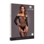 Glänzender Bodystocking mit Carmen Ausschnitt für einen verführerischen Look für kurvige Figuren, LIN – Bild 9