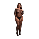 Glänzender Bodystocking mit Carmen Ausschnitt für einen verführerischen Look für kurvige Figuren, LIN – Bild 4