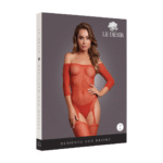 Glänzender Bodystocking mit Carmen Ausschnitt für einen verführerischen Look für kurvige Figuren, LIN – Bild 13