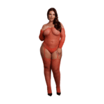 Glänzender Bodystocking mit Carmen Ausschnitt für einen verführerischen Look für kurvige Figuren, LIN – Bild 8