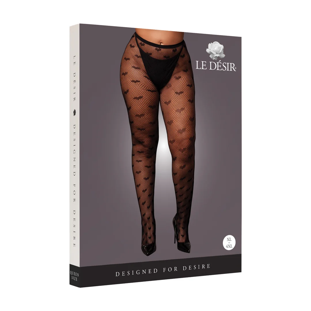 DES080BLKOSX-2 Plus Size Strumpfhose mit Herzmuster für einen verspielten Look mit Kurven – LIN – Bild 1