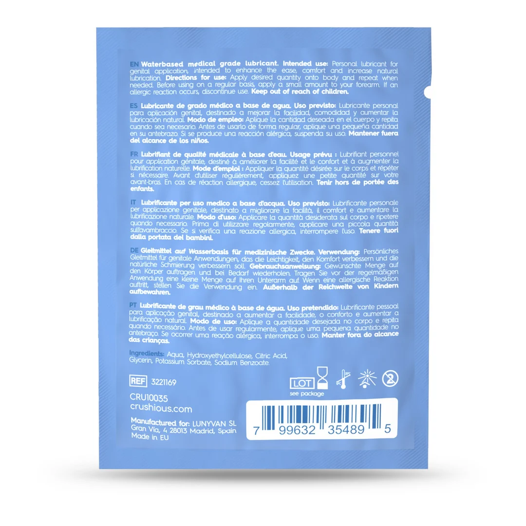 EX18130-5 Gleitgel auf Wasserbasis – langanhaltende, hautfreundliche Feuchtigkeit – unparfümiert, geschmacksneutral – 4 ml – Crushious – Bild 1