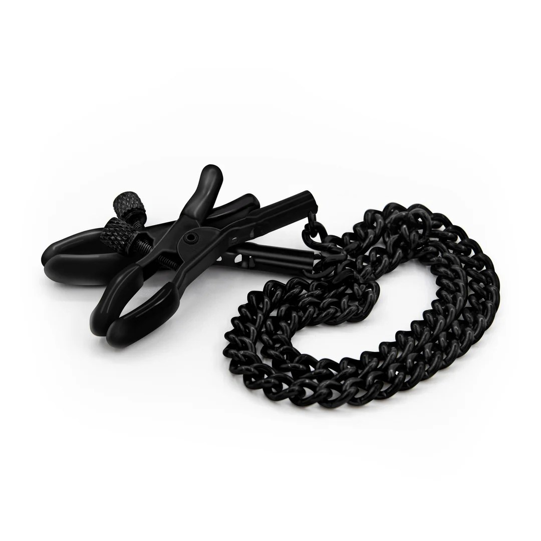Crushious schwarze Brustwarzenklemmen mit Verbindungskette – Bild 2