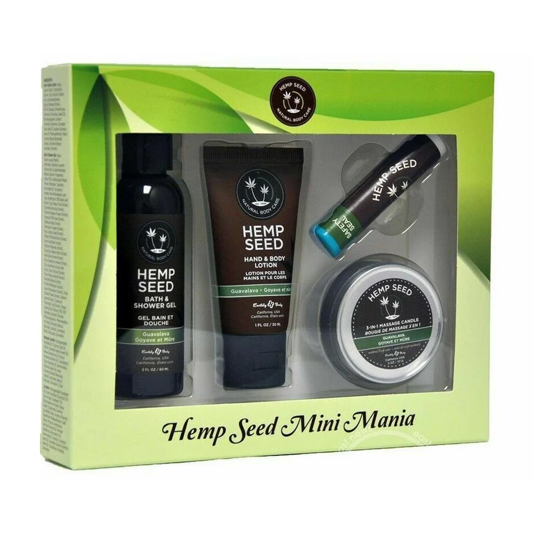 HSMM068I-2 Hemp Seed Mini Mania Reiseset – 4 teiliges Hautpflegeset im Miniformat – Duft nach Guave und Brombeere – Bild 1