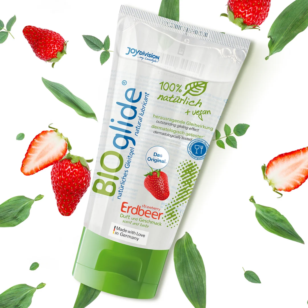 J-11021-8 Gleitgel mit Geschmack – Vegan und 100 % natürlich – Erdbeere – 80 ml – BIOglide – Bild 1
