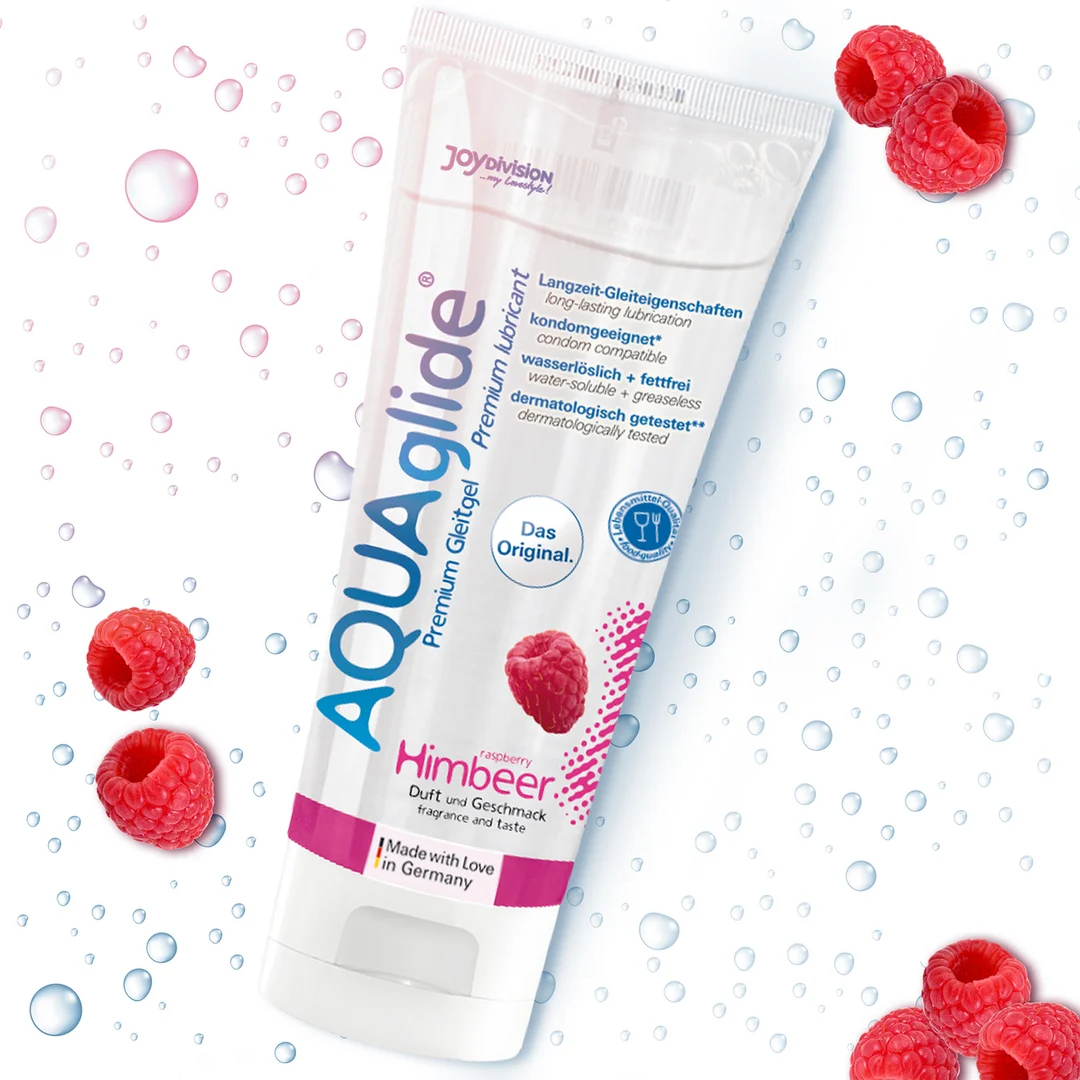 J-11794-8 Gleitgel mit Geschmack – AQUAglide auf Wasserbasis, das Original – Himbeere – 100 ml – Joydivision – Bild 1
