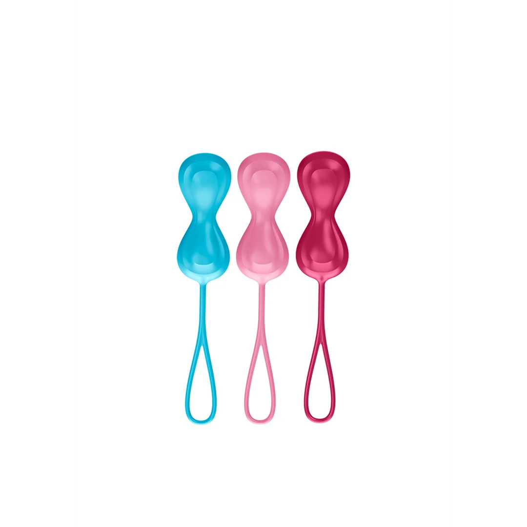 Beckenbodentrainer mit variablen Gewichten, Power Balls, Kegel Balls, 3 Stück, türkis, rot und pink – Bild 2