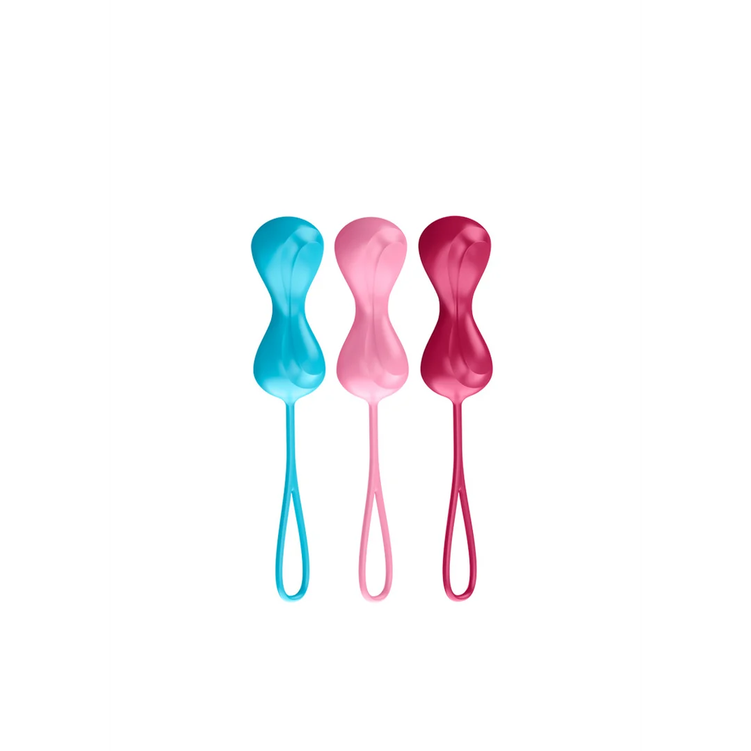 Beckenbodentrainer mit variablen Gewichten, Power Balls, Kegel Balls, 3 Stück, türkis, rot und pink – Bild 4