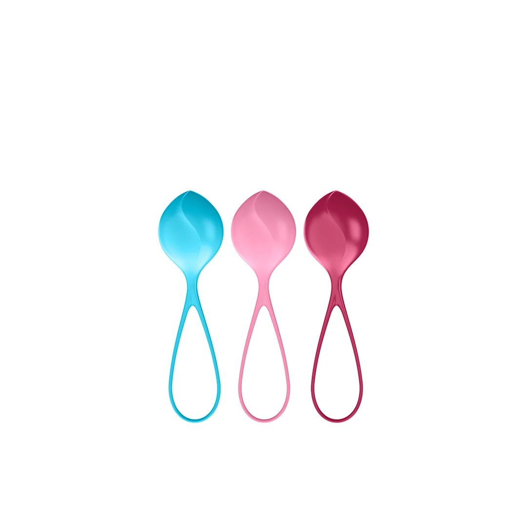 Einstiegsset für Männer mit schrittweiser Steigerung – Beckenbodentrainer Balls – Kegel Balls – 3 Stück – Türkis/Rot/Rosa – Bild 2