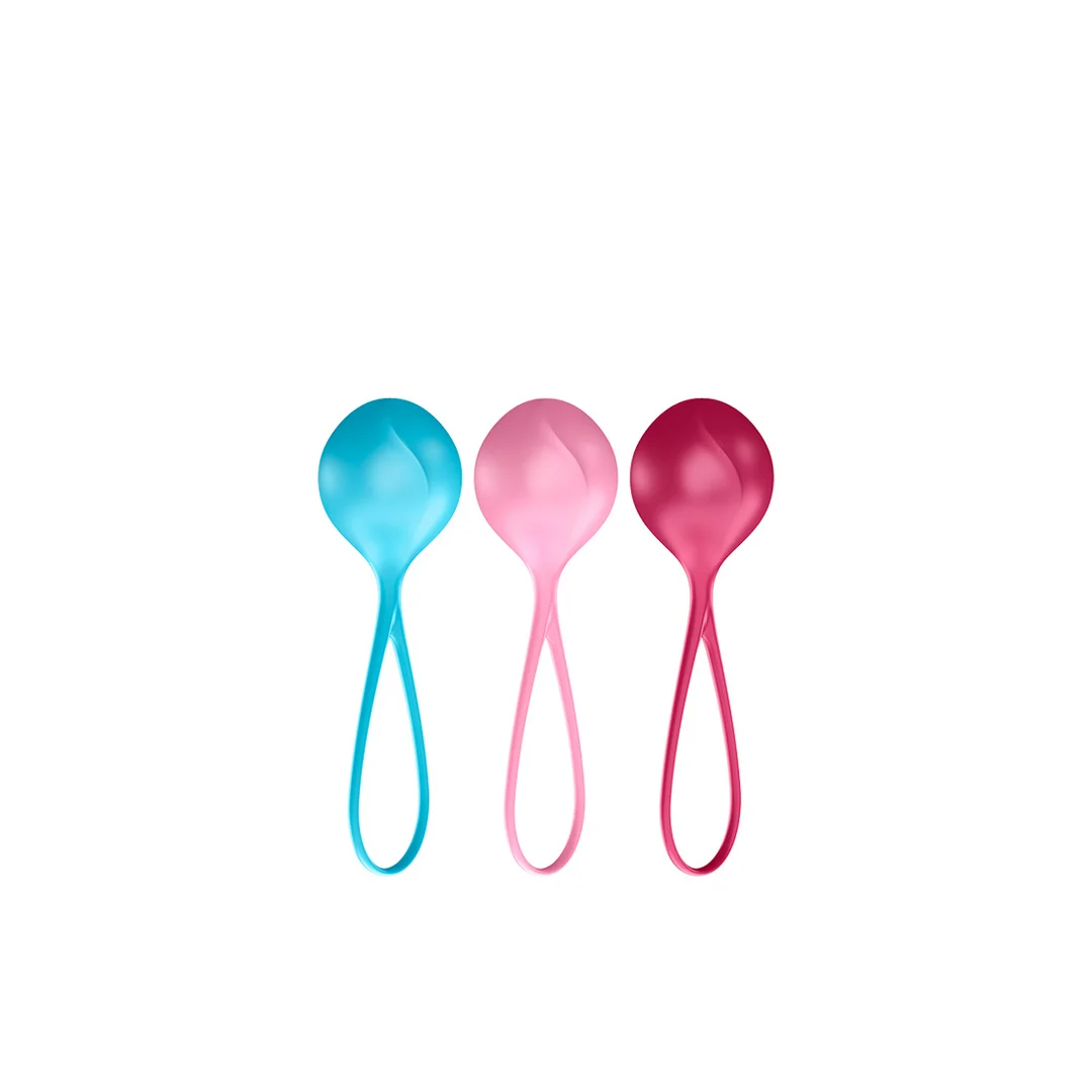 Einstiegsset für Männer mit schrittweiser Steigerung – Beckenbodentrainer Balls – Kegel Balls – 3 Stück – Türkis/Rot/Rosa – Bild 4