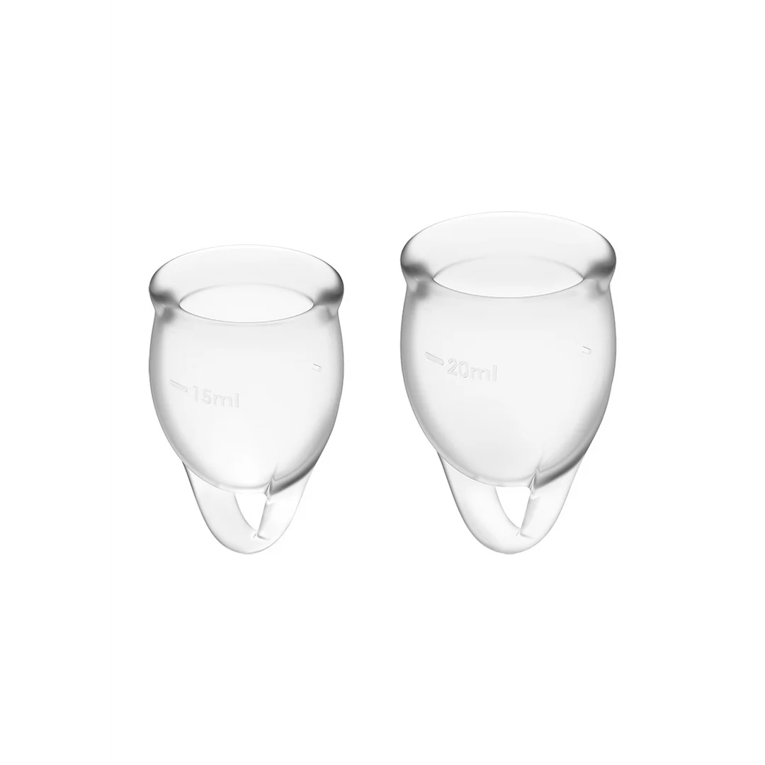 Menstruationstassen – Zweierset (15 ml und 20 ml), transparent – Tester – Bild 3