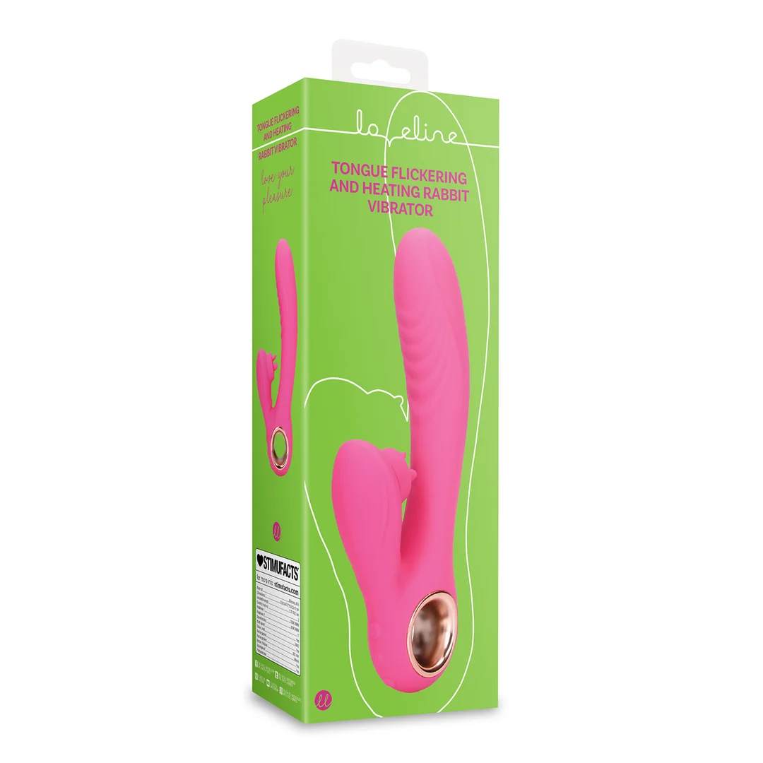 Rabbit Vibrator mit beweglicher Zunge und Wärmefunktion – Loveline by Shots Exuberant Pink Loveline by Shots – Bild 7