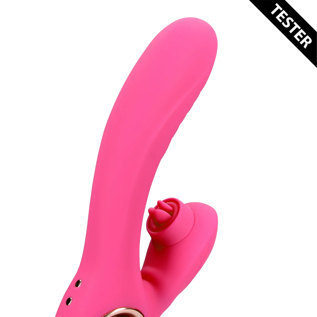 Rabbit Vibrator mit beweglicher Zunge und Wärmefunktion – Loveline by Shots Exuberant Pink Loveline by Shots – Bild 3