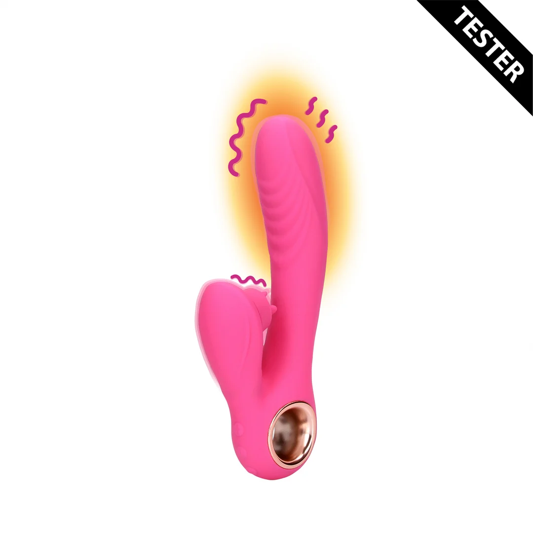 Rabbit Vibrator mit beweglicher Zunge und Wärmefunktion – Loveline by Shots Exuberant Pink Loveline by Shots – Bild 6