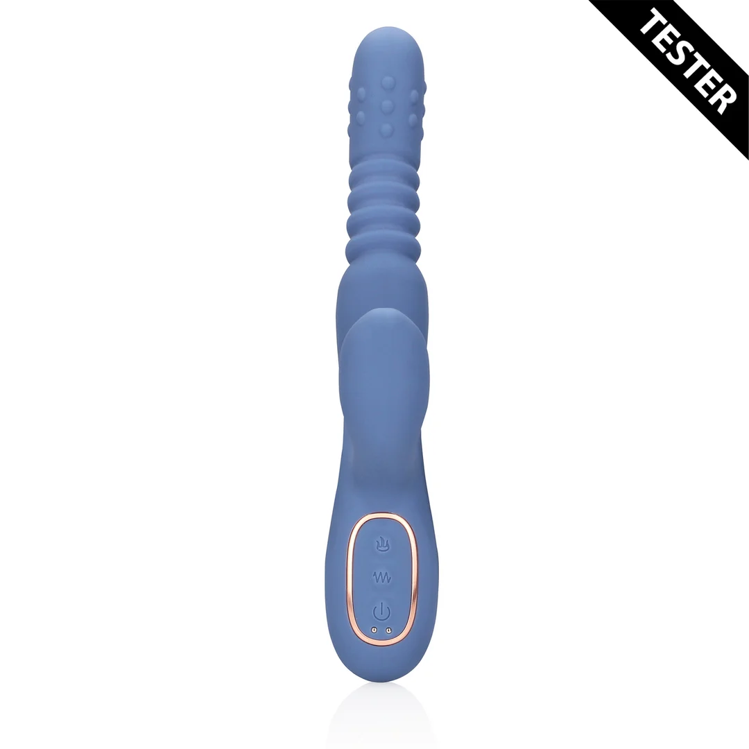 Rabbit Vibrator mit stoßendem Schaft und rotierenden Perlen, Loveline by Shots, blau Loveline by Shots – Bild 1