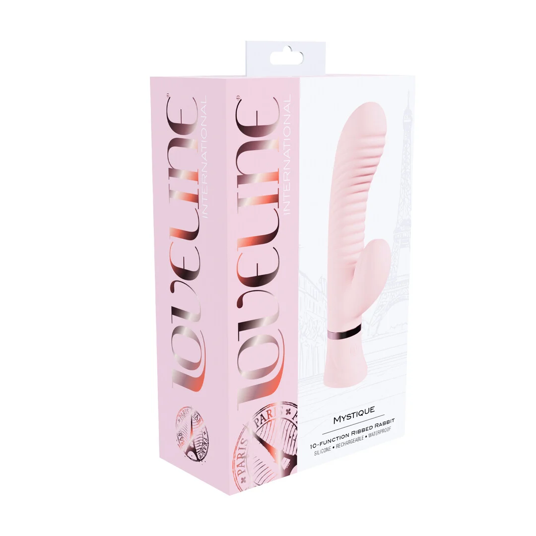 Rabbit Vibrator – gerippter G Punkt Vibrator mit 10 Funktionen – Loveline Rosa Loveline by Shots – Bild 2