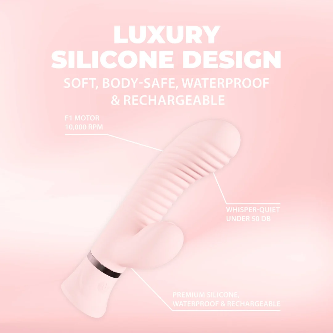 Rabbit Vibrator – gerippter G Punkt Vibrator mit 10 Funktionen – Loveline Rosa Loveline by Shots – Bild 5