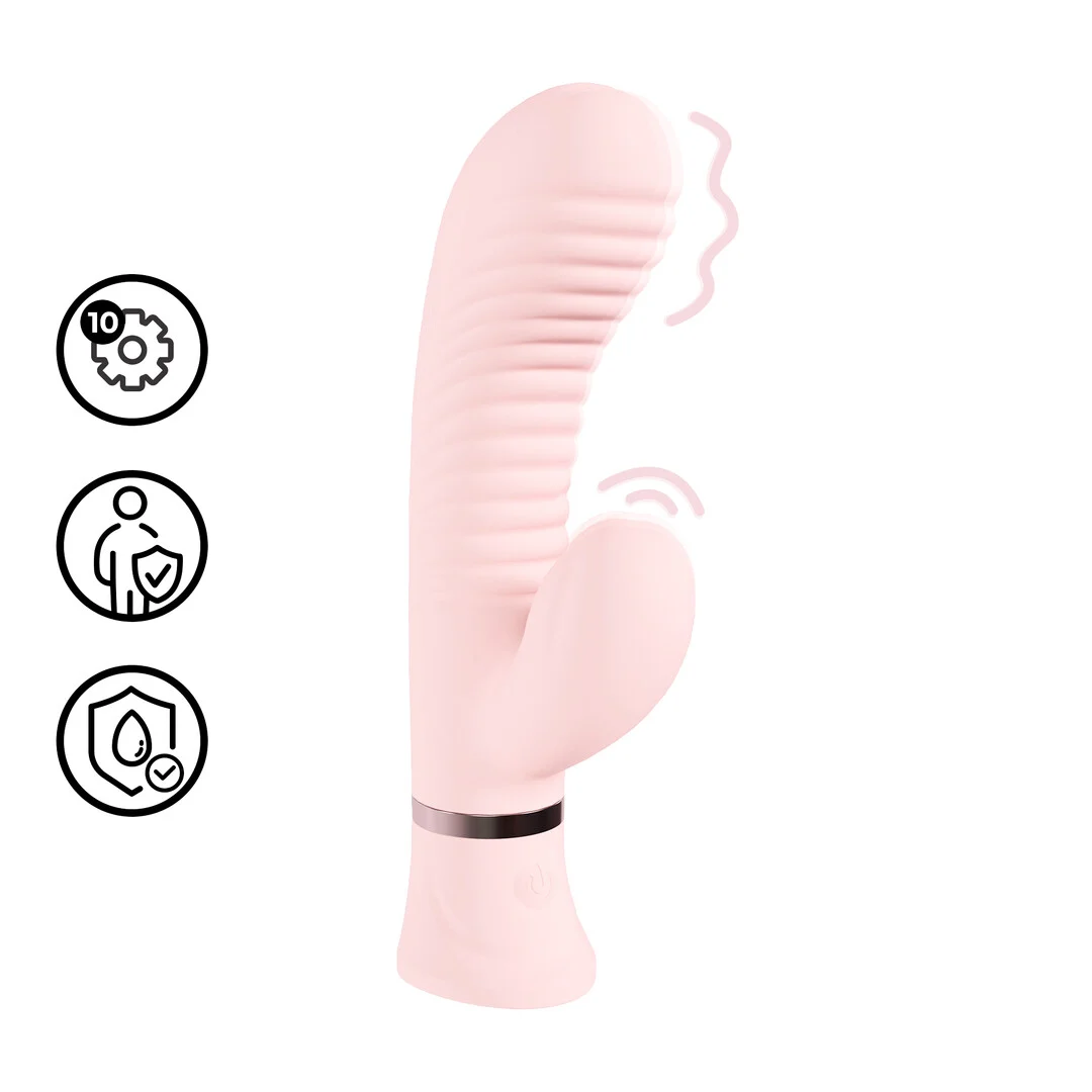 Rabbit Vibrator – gerippter G Punkt Vibrator mit 10 Funktionen – Loveline Rosa Loveline by Shots – Bild 6