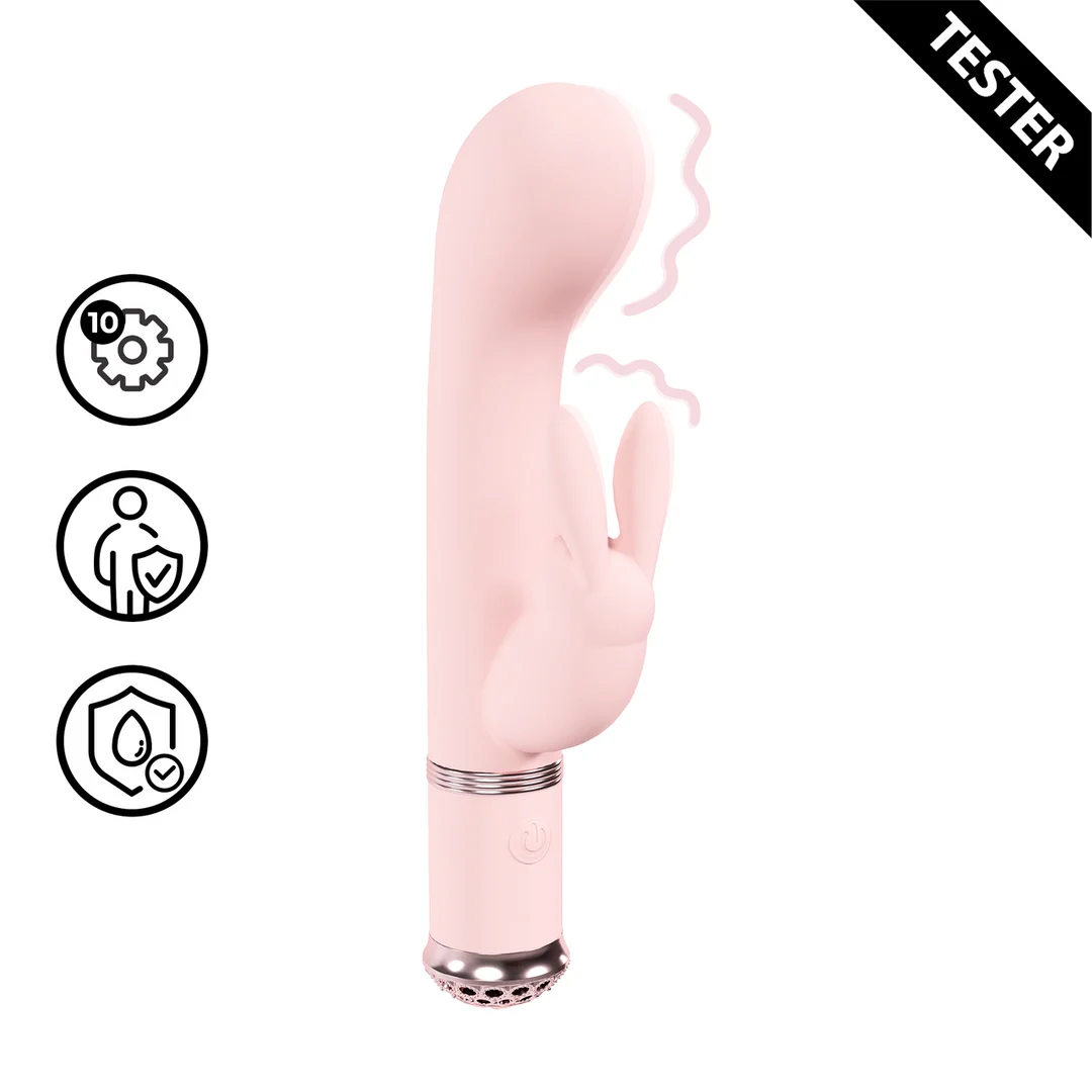 LOVU062PNKTEST Rabbit Vibrator – wasserfestes Design aus körperverträglichem Silikon – Loveline Belle, rosa, Loveline by Shots – Bild 1
