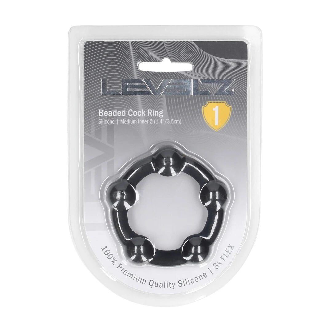 LVL01-0022BLK-2 Levelz Silikon Cockring mit Perlen – Bild 1