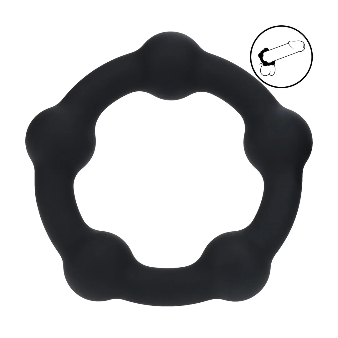 Levelz Silikon Cockring mit Perlen, schwarz – Bild 5