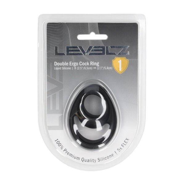 Levelz Double Ergo Penisring aus Silikon, schwarz